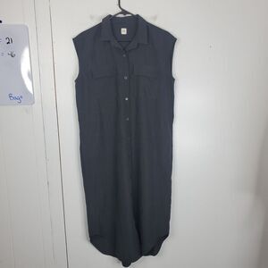 Gap Shirt Dress Midi Cap Sleeve Collar Black Quiet Luxury Capsule Womens XS